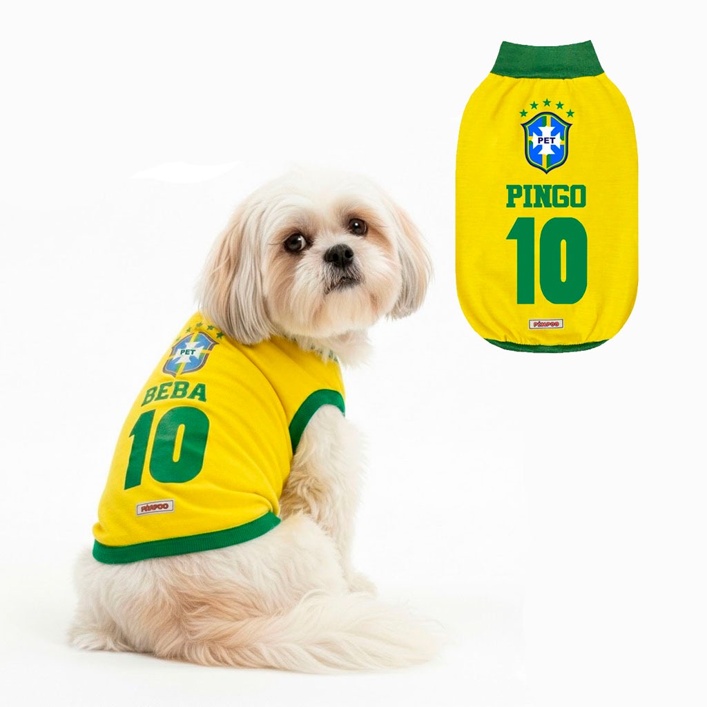 Roupa para Cachorro Personalizada Seleção Brasileira Copa do Mundo