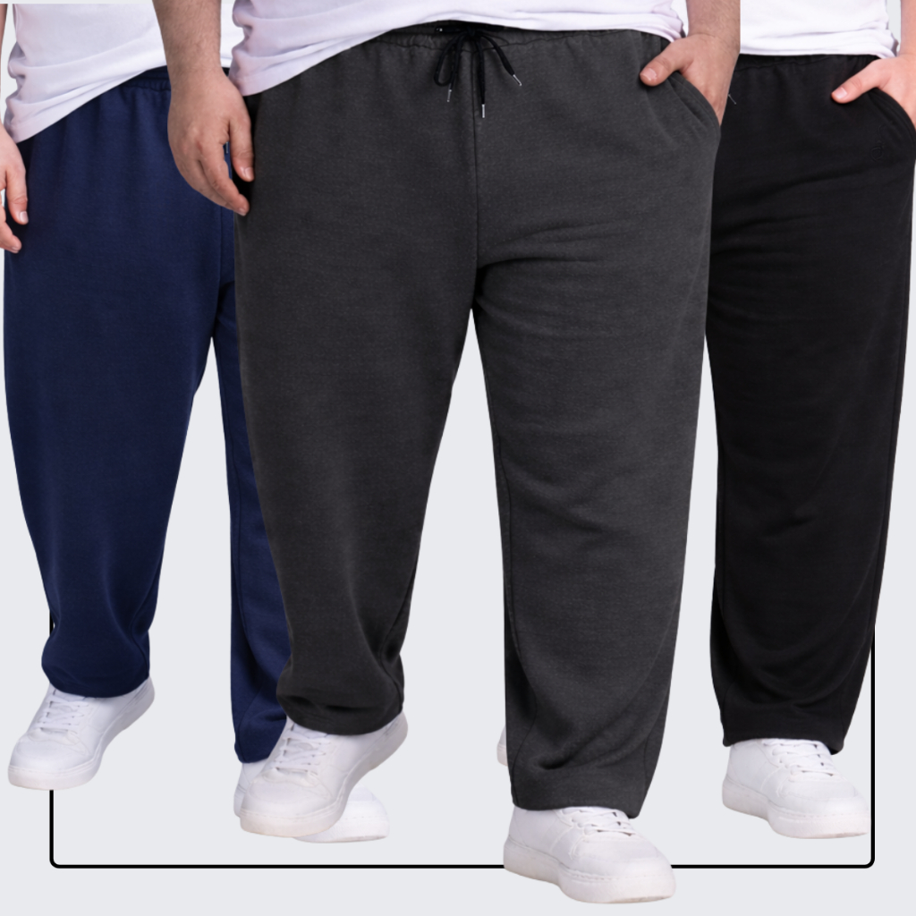 Kit 3 Calça Moletom Masculina Flanelada Plus Size