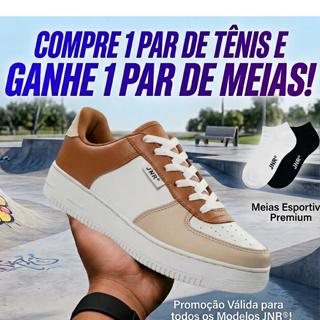 Tênis Branco Feminino Premium JNR Feminino e masculino -   Conforto original Relampago em Oferta na Shopee