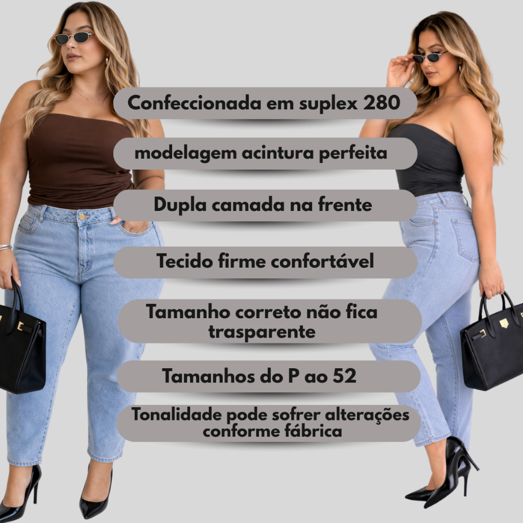 Detalhes do top tube ALONGADO blusa tubinho NÃO É CROPPED dupla camada na frente modela cintura suplex tomara que caia sem bojo
