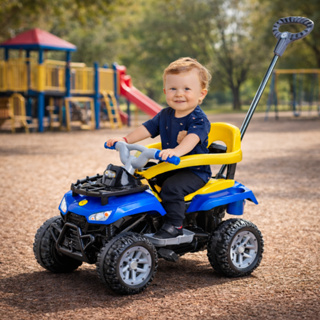 Carrinho Passeio Infantil Menina Menino Cross Up Quadriciclo Calesita Com Haste Empurrador e Pedal em Oferta na Shopee