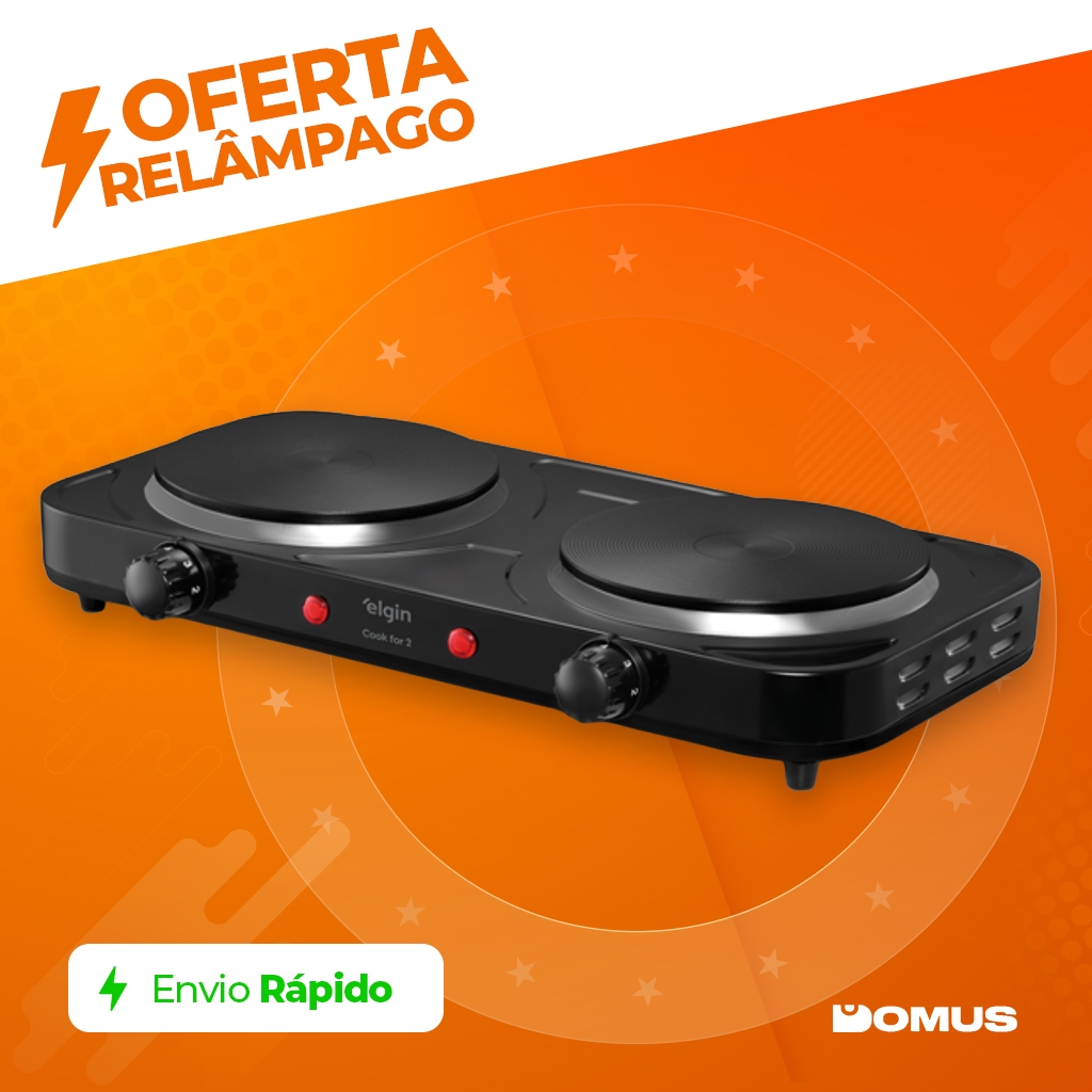 Imagem Fogão Cooktop Elétrico 2 Boca 5 Temp Double Cook 2000W FG02 Elgin