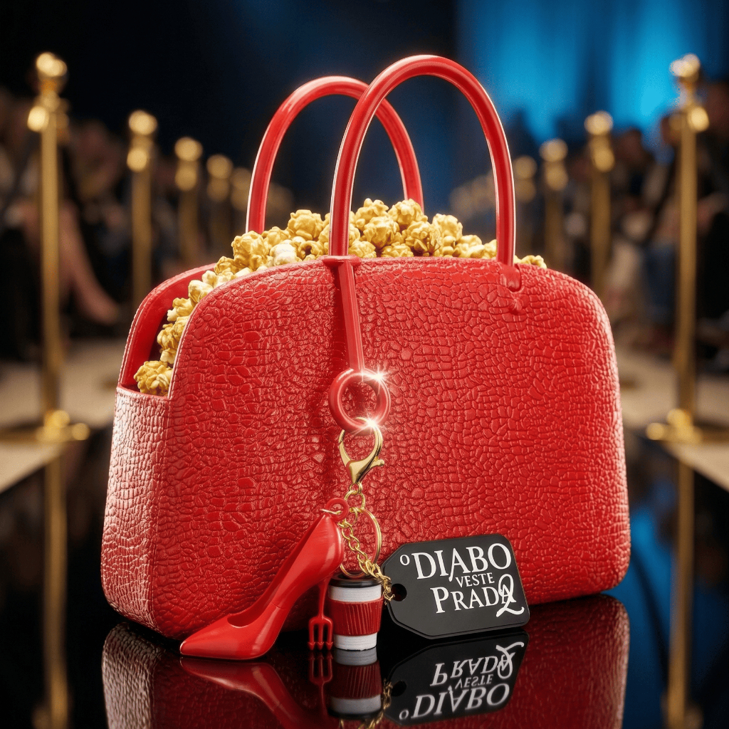 Balde de Pipoca Bolsa vermelha Inspirada "O Diabo Veste Prada"  + Brinde Bag Charm