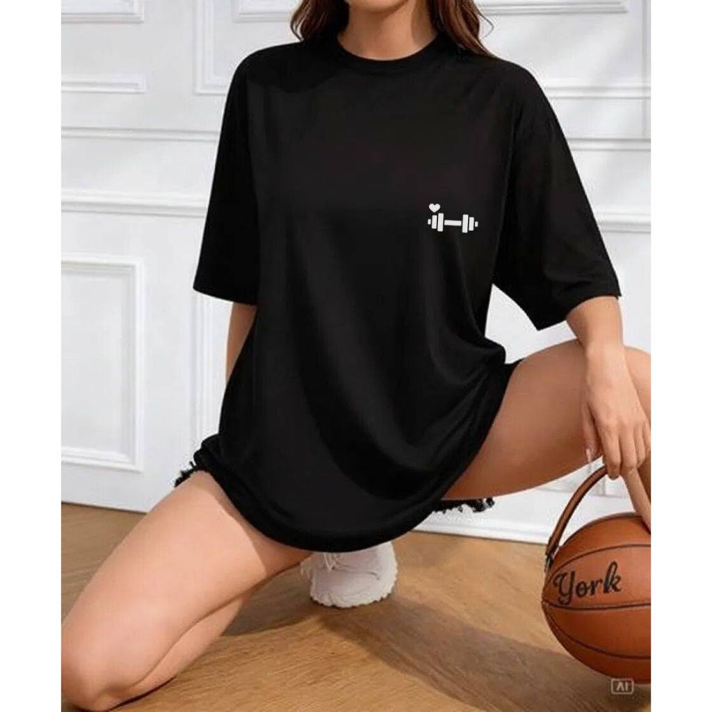 Camisa academia feminina Exclusiva 100% Algodão Preta Estampada Alta Definição Corrida Caminhada Pilates camiseta
