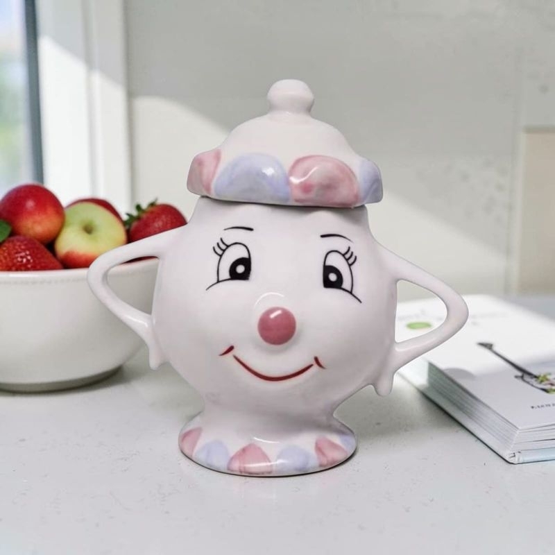 Açucareiro Bela e a Fera Porcelana 200ml / Fofo Decorativo Cozinha Chá Café