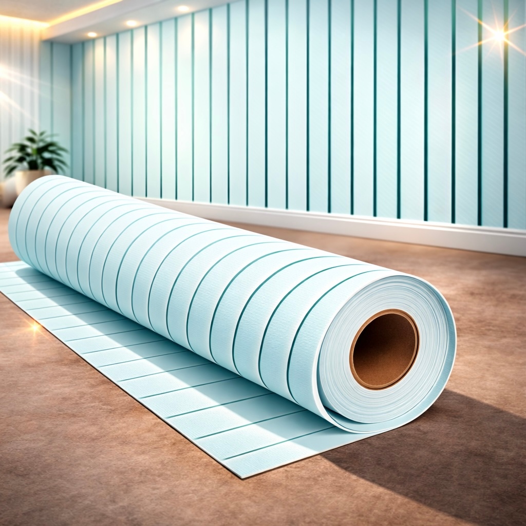Papel de Parede Ripado Azul Claro 3D Autoadesivo Vinílico | Revestimento Decorativo Parede Quarto Infantil Moderno Clean