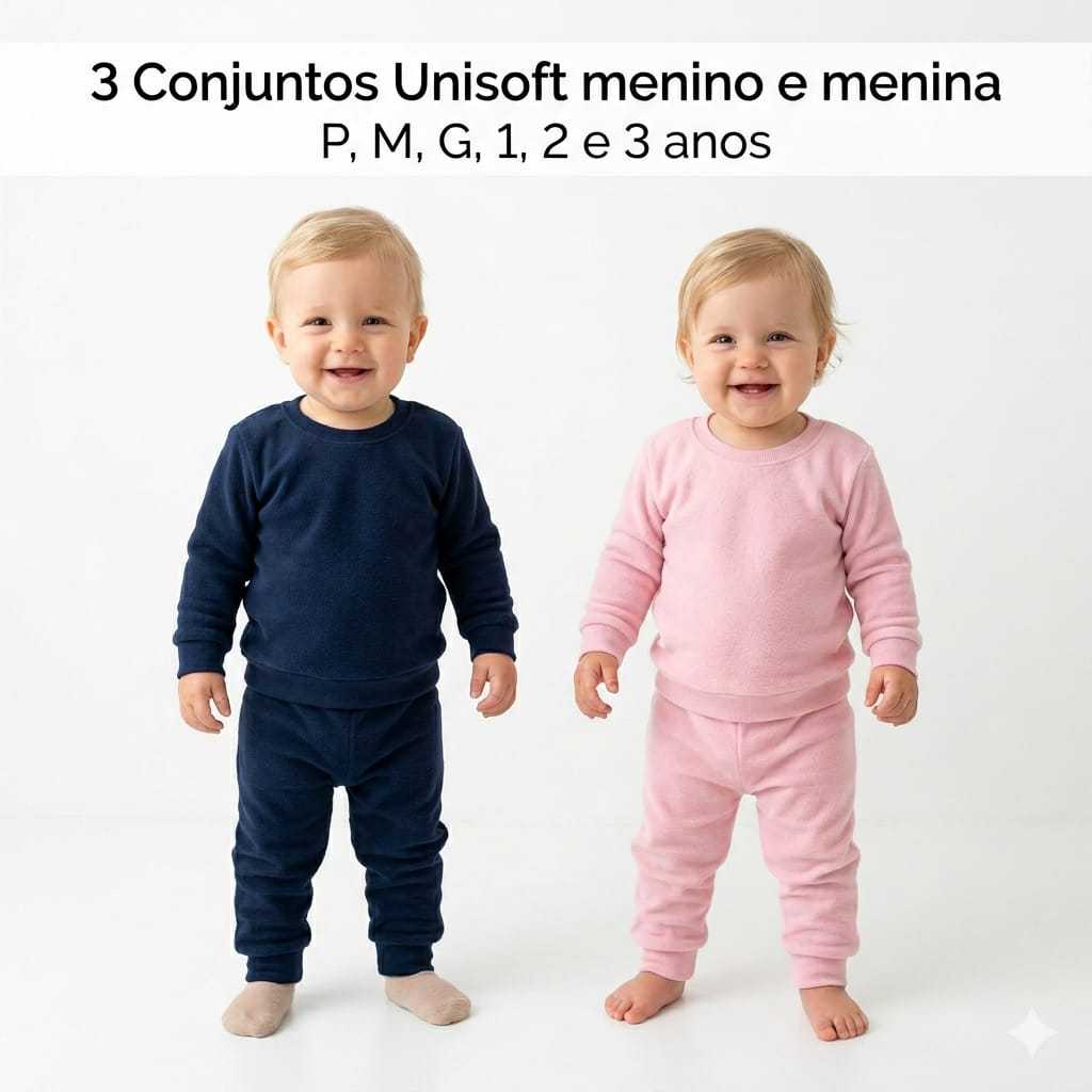 3 Conjunto Bebê Inverno Unisoft Super Macio Quentinho Confortável e Térmico (Menino e Menina) Infantil Frio