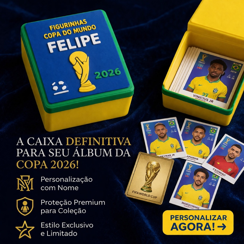 Porta Figurinhas Copa Do Mundo 2026 Personalizada Com Nome Organizador Caixa Premium