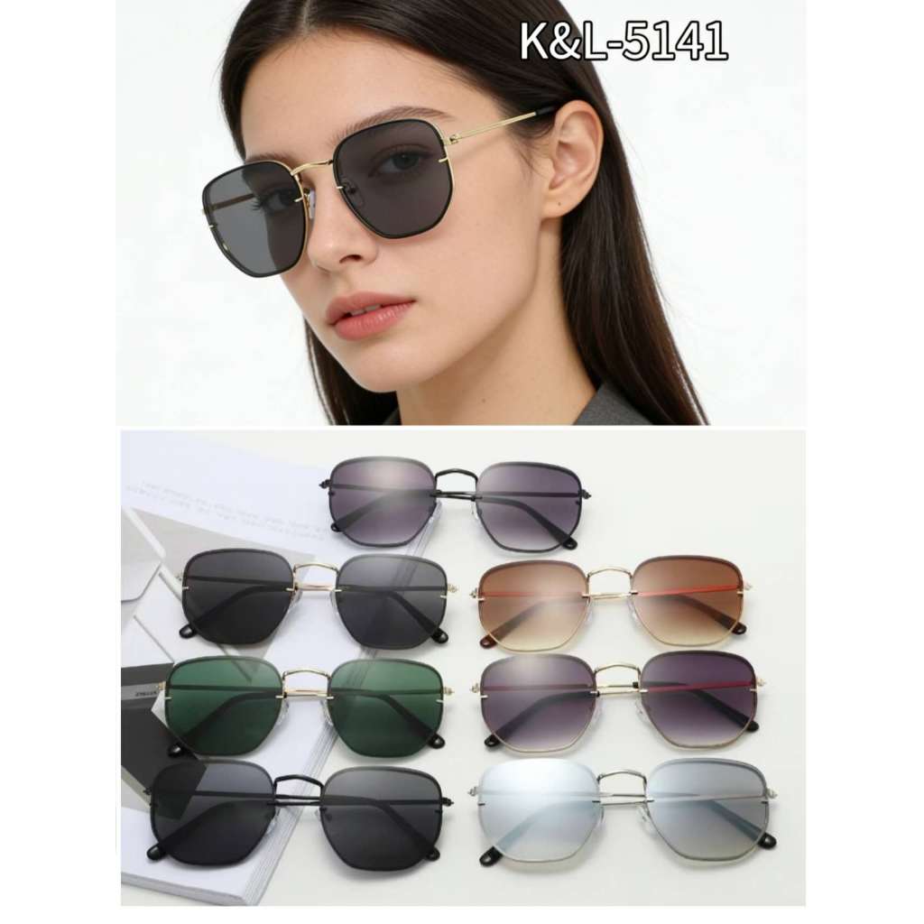 5141 Óculos De Sol Hexagonais Feminina Vintage Masculino Moda quadrados
