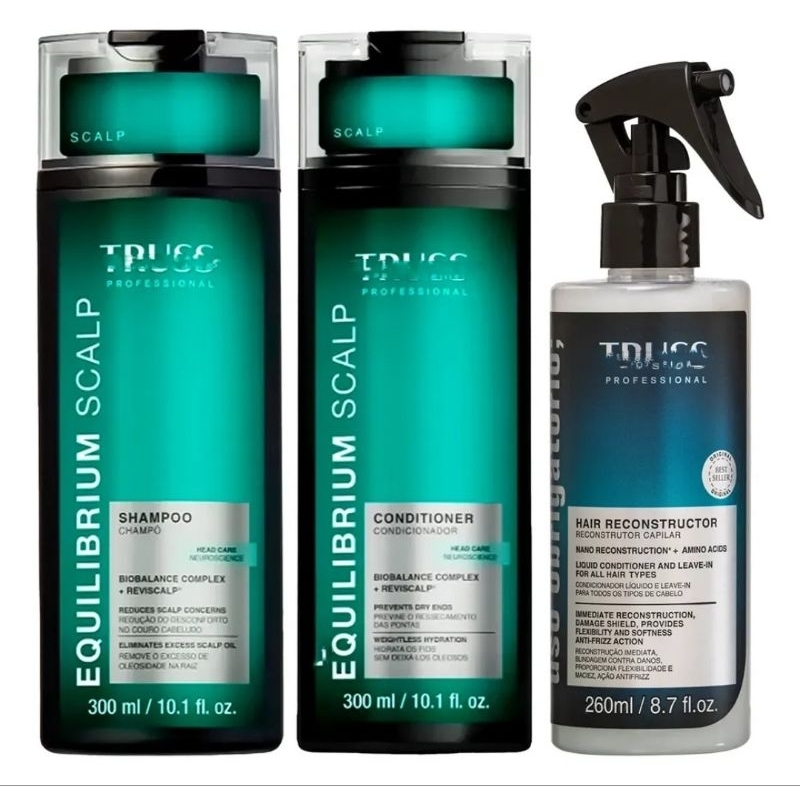 Truss Professional Kit Equilibrium Scalp Shampoo e Condicionador 300ml + Hair Reconstructor Uso Obrigatório 260ml