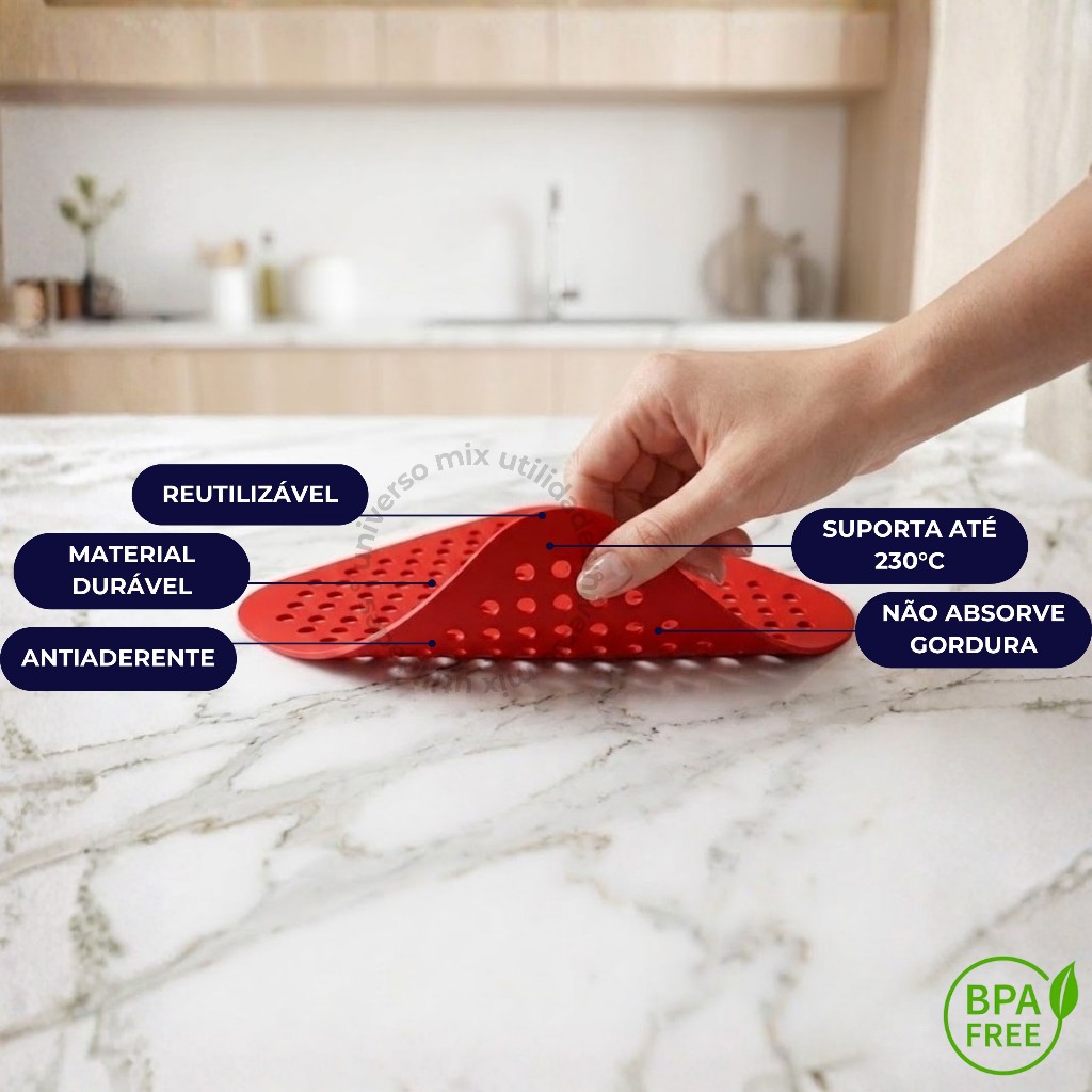 Tapete Protetor Silicone Para Air Fryer Fritadeira Universal Não Gruda 19cm- Quadrado · foto 2