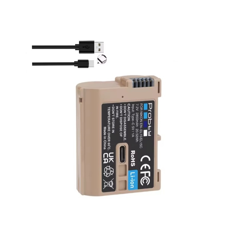 bateria En-el15c el15 2850mah Usb tipo-C compatível Nikon Z5 Z6 II Z7 Z8 ZF D780 D850 D7500 v1 D500 D600 D610 D750