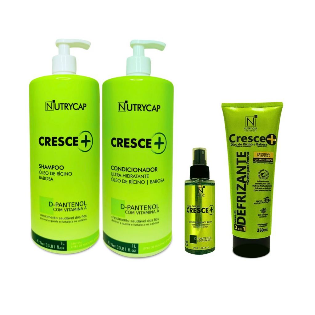 Kit Cresce+ Iniciante Para Crescimento Shampoo, Máscara, Condicionador E Tônico