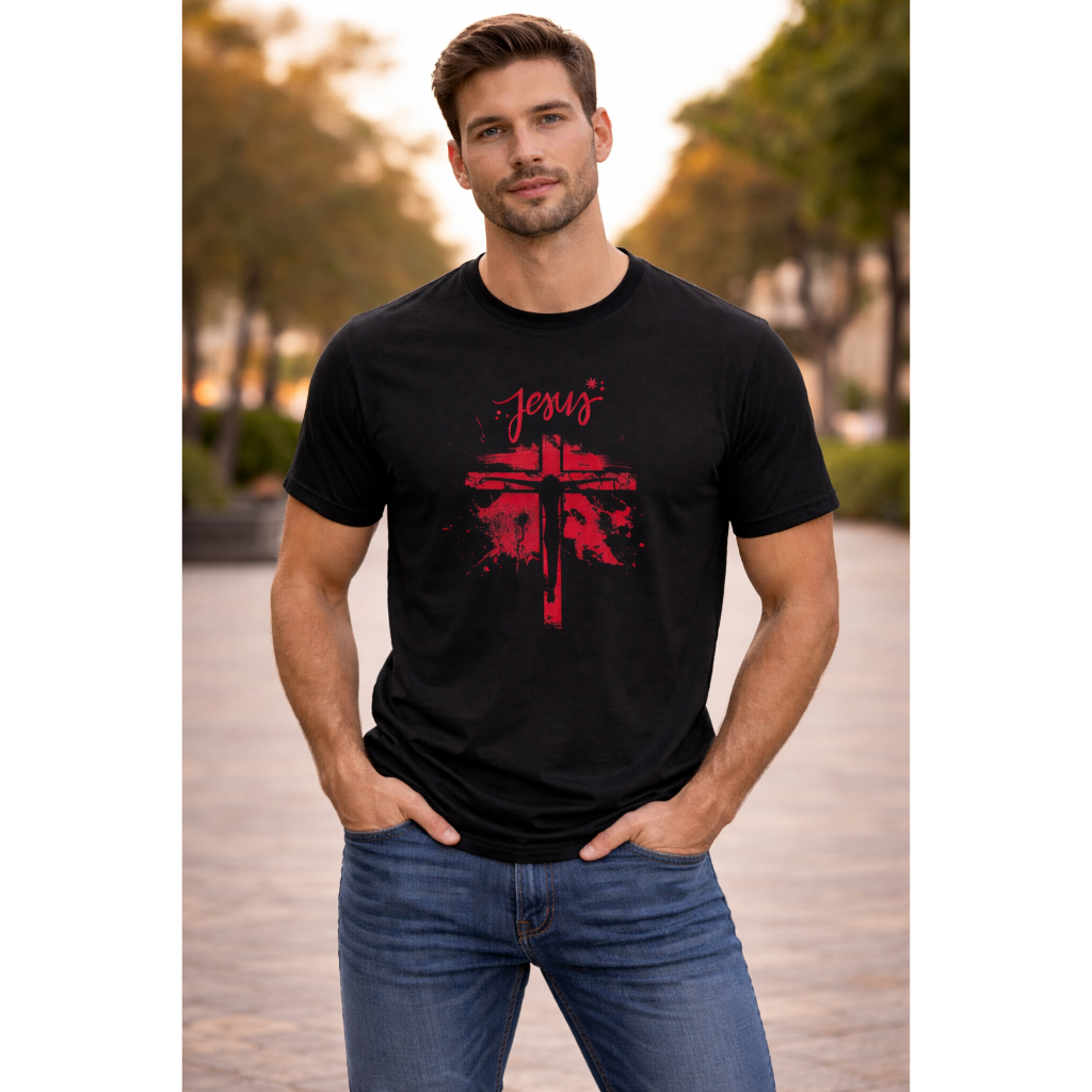 Camisa unissex algodão, camisa gola redonda, camisa jesus, camiseta preta/branca