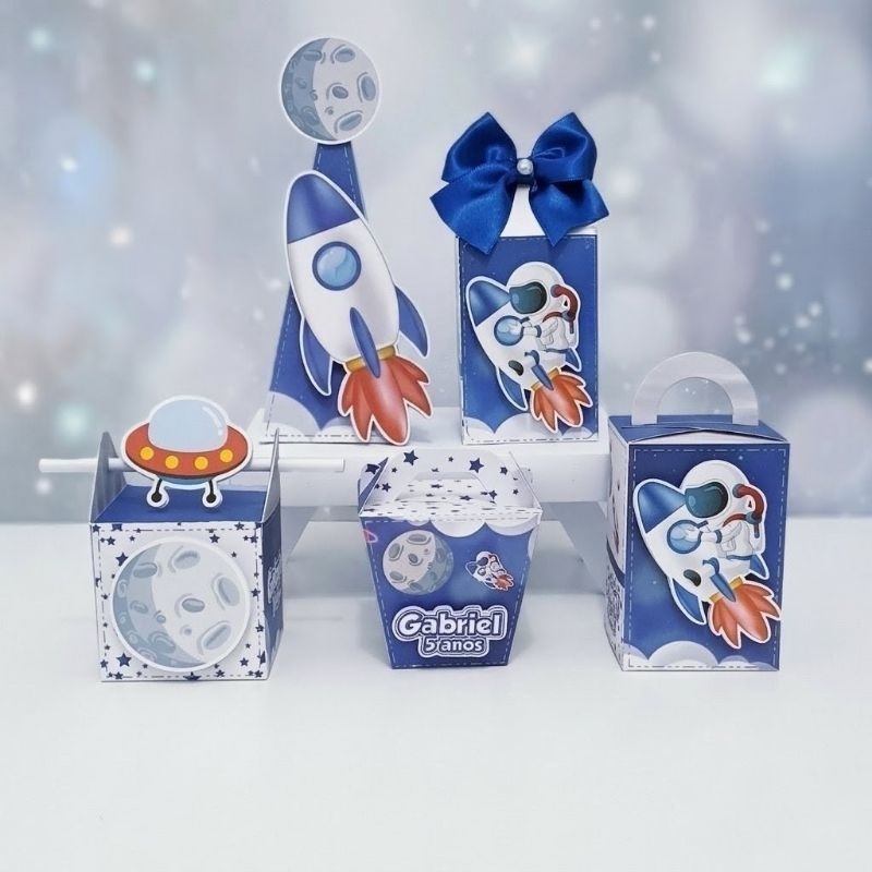 Kit Festa Personalizado Astronauta I Lembrancinha de Festa Infantil Aniversário I Caixinha Personalizada