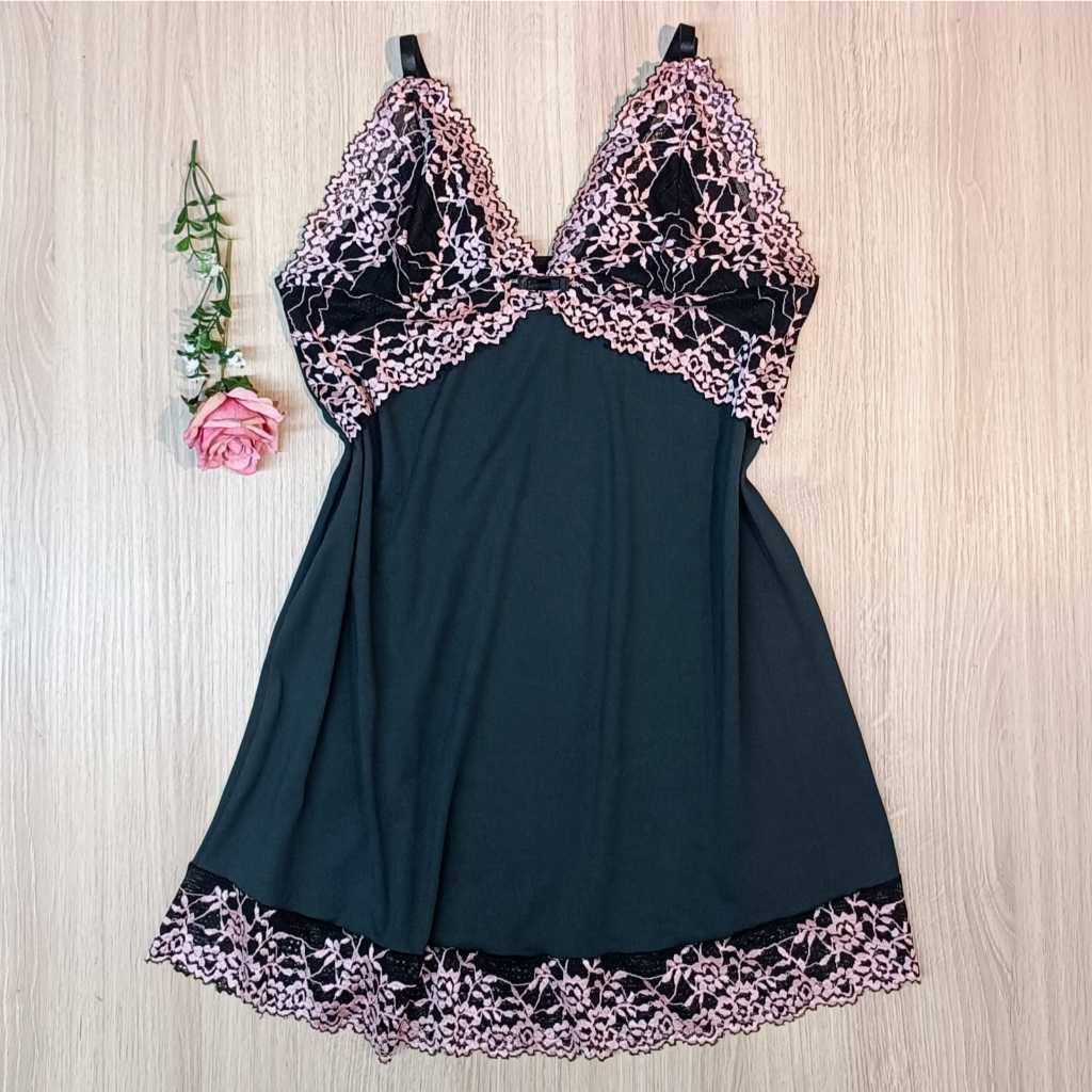 Camisola Microfibra e Renda Bicolor Peito Forrado  650