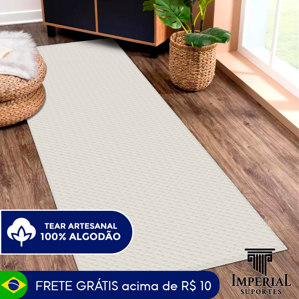 Tapete Passadeira Beira Cama Algodão Antiderrapante Lavável em Máquina Diversas Medidas Sala Quarto