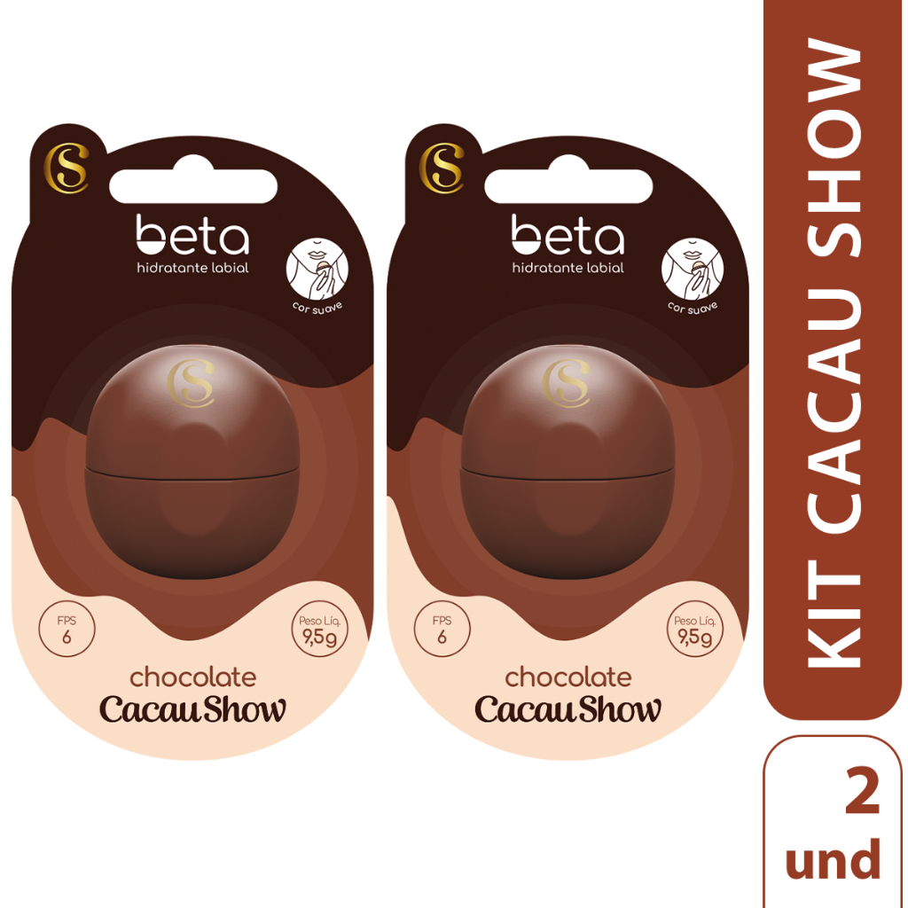 Kit Hidratante Labial Beta Chocolate Cacau Show – Edição Especial FPS 6 em Oferta na Shopee