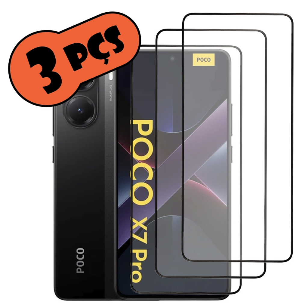 Kit Com 3 Películas de vidro 3D Para Xiaomi Poco X7 Pro