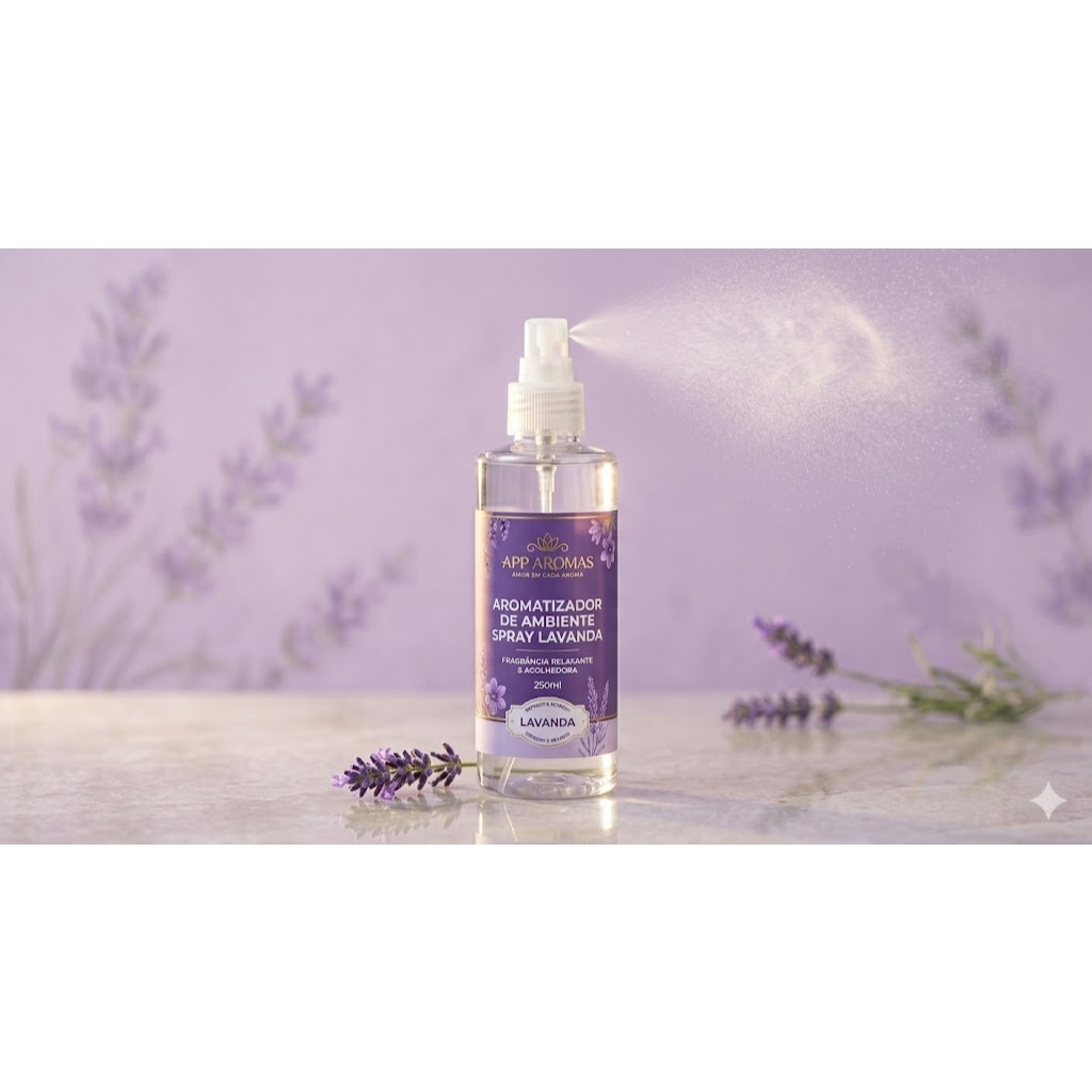 Imagem Aromatizador de Ambiente Spray Lavanda 250ml App Aromas Relaxante Cheiro Suave Casa Perfumada