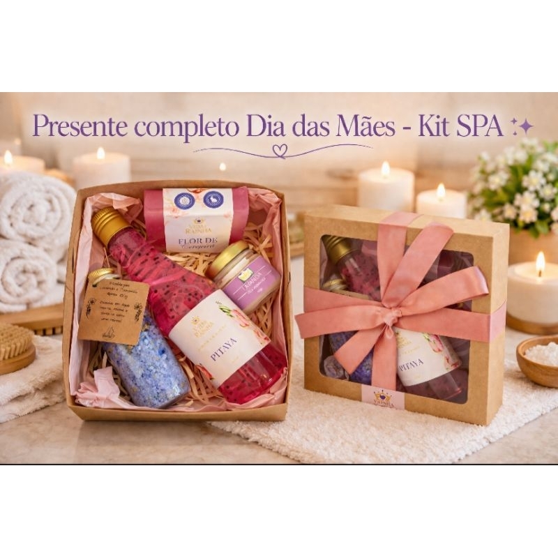 Kit Presente Dia das Mães| SPA e Autocuidado| Presente premium completo: Geleia banho + vela + escalda-pés + sabonete