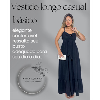 vestido longo casual básico, vestido longo feminino.