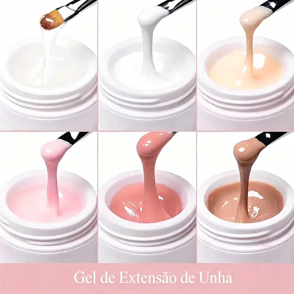 Gel de Extensão de Unhas Cremoso para Acrigel - LED e UV 18g para Salão de Beleza