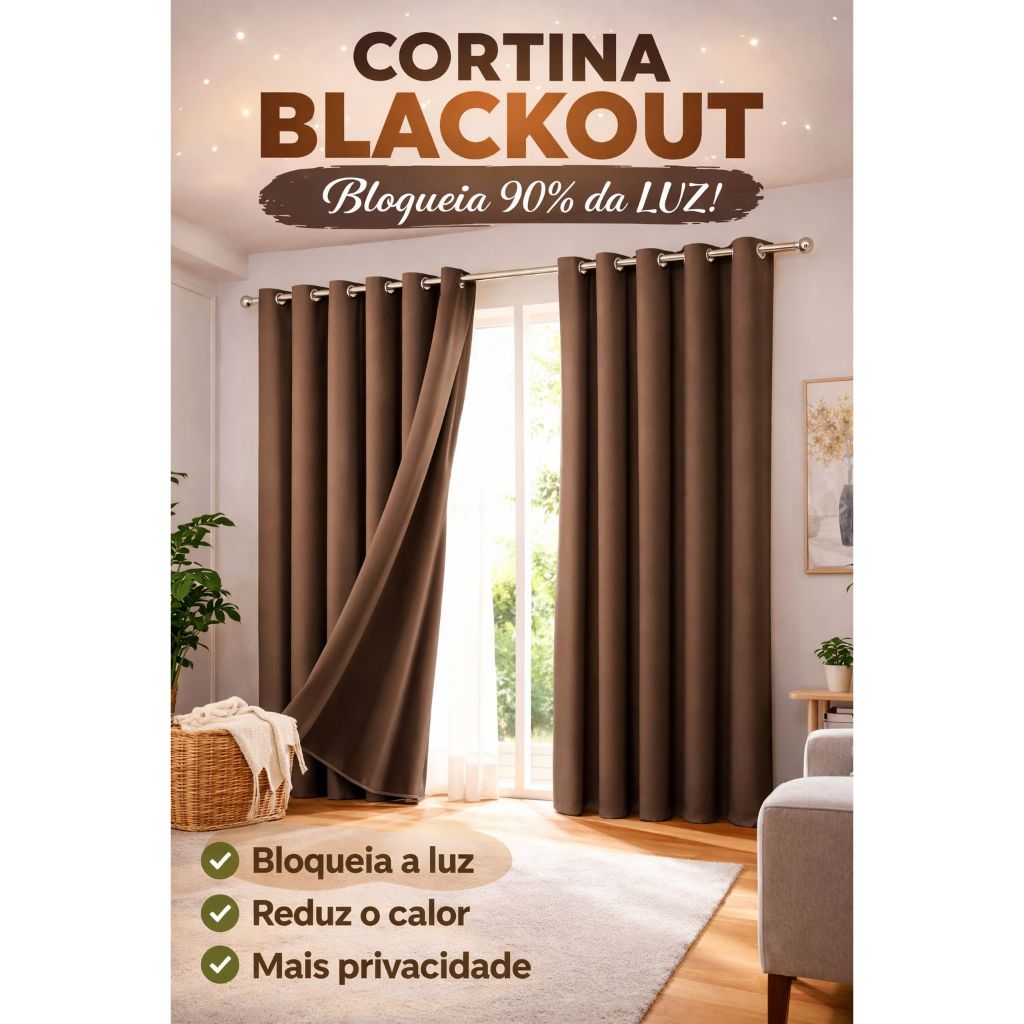 Cortina Blackout Corta Luz até 90% Opções Tamanhos e Cores