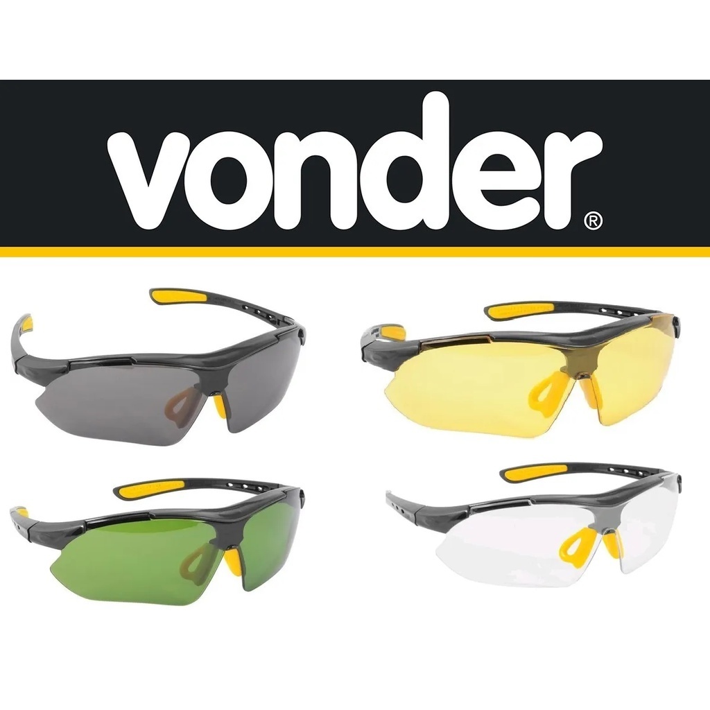 Óculos de Segurança Boxer Vonder EPI Lente Incolor Anti-Risco Policarbonato CA Proteção