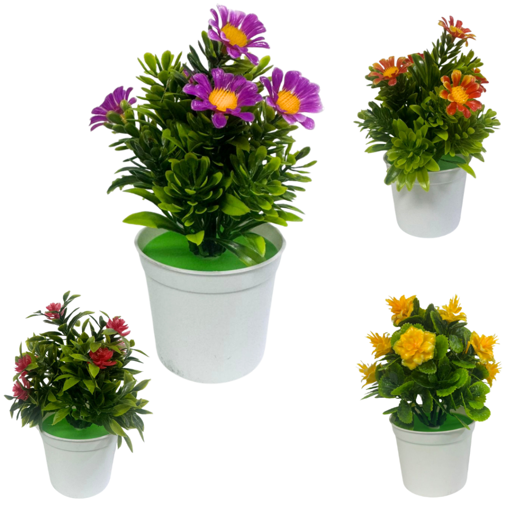 Kit 4 Vasinhos Decoração Vaso Flores Planta Artificial Decorativo Barato Lembrancinha Festa Atacado
