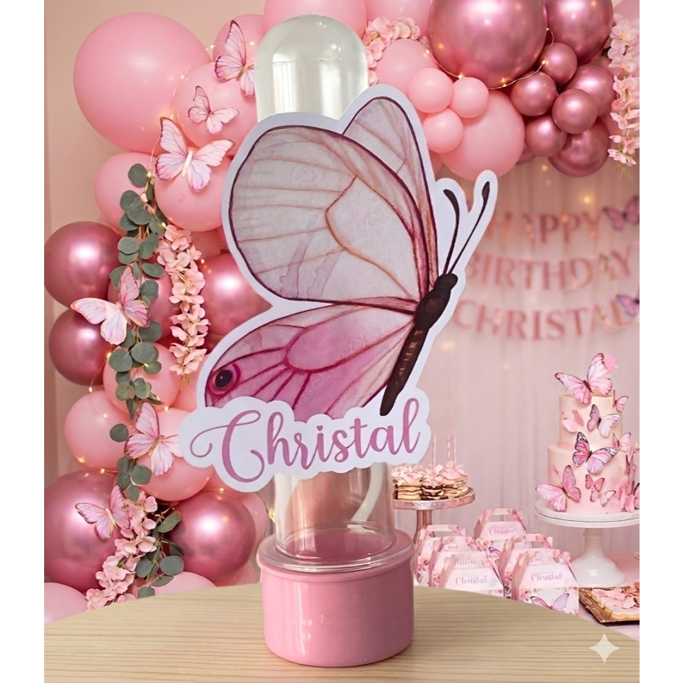 ENVIO RÁPIDO Apliques Tubete Grande Personalizado Borboleta – Decoração Lembrancinha Festa Infantil