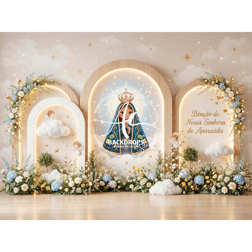 FUNDO FOTOGRÁFICO NOSSA SENHORA APARECIDA | RELIGIOSO | CATÓLICO | CENÁRIO PARA FOTOS | DECORAÇÃO RELIGIOSA