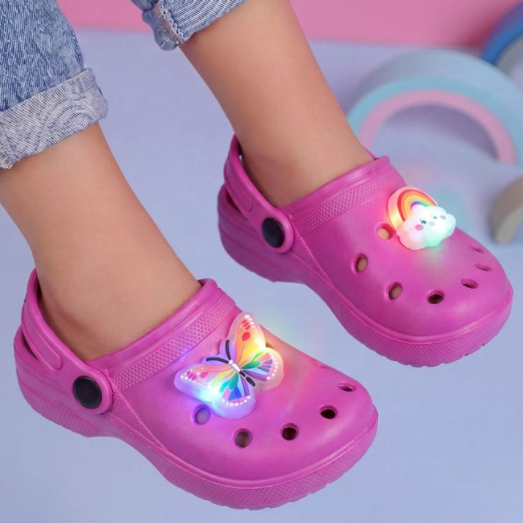 Sandália Infantil Menina com Bottons de Led Papete Confortável Antiderrapante Várias Cores