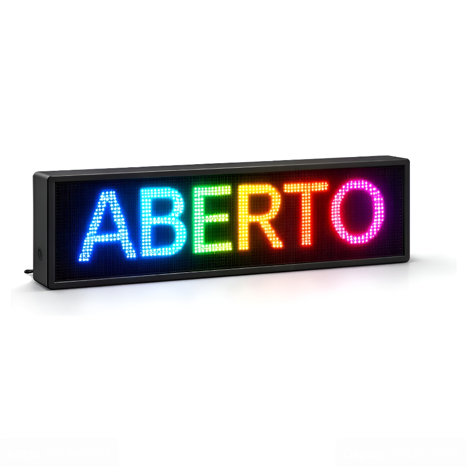Painel 70x20CM App P10 Letreiro Led Digital 4 Cores Interno RGB Wifi Aplicativo Decoração Casa