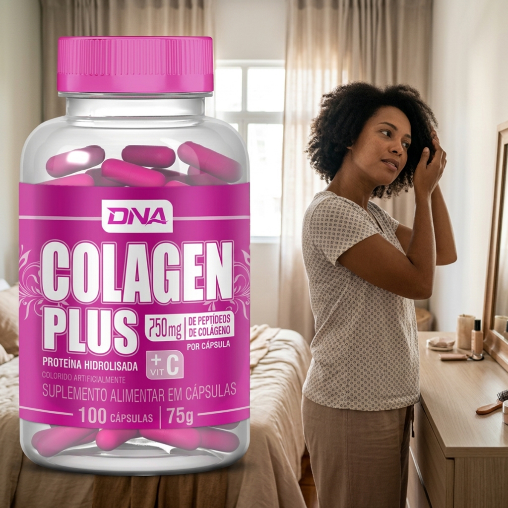 Colágeno Hidrolisado 100 Cápsulas Com Vitamina C Para Articulações Pele E Uso Diário Suplemento Fem