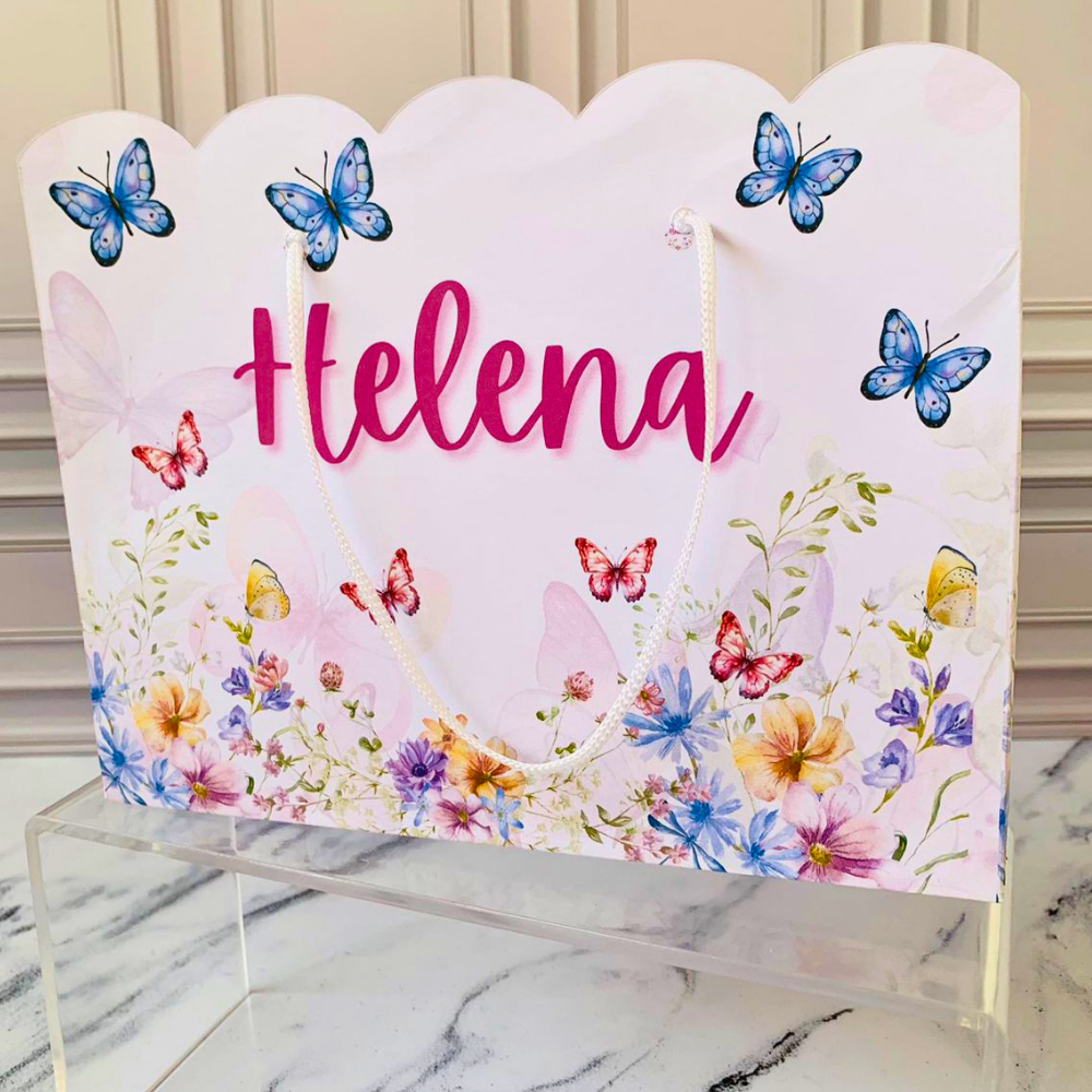 Sacolinha JARDIM ENCANTADO Personalizada Sacolinha Lembrancinha Aniversário jardim borboletas pegue e monte