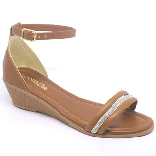 sandalia anbela salto baixo strass traseiro fechado elegante casual confortavel