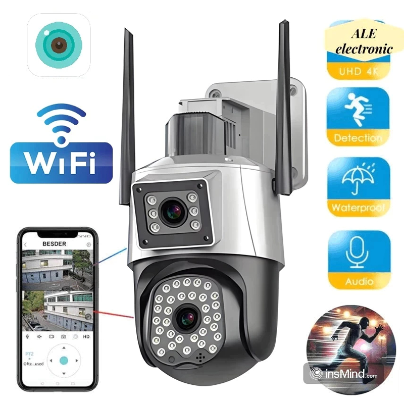 Camera Segurança Externa Lente Dupla 4k 6mp Sirene Policial, com sirene policia-G1