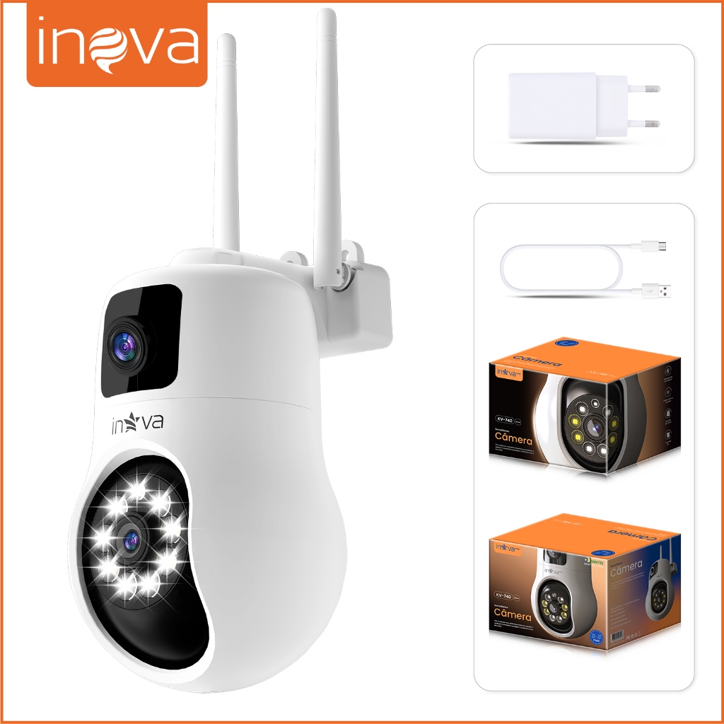INOVA Câmera IP Prova D'água Infravermelho Wifi 360° Full HD App de Monitoramento IA Casa/Escritório