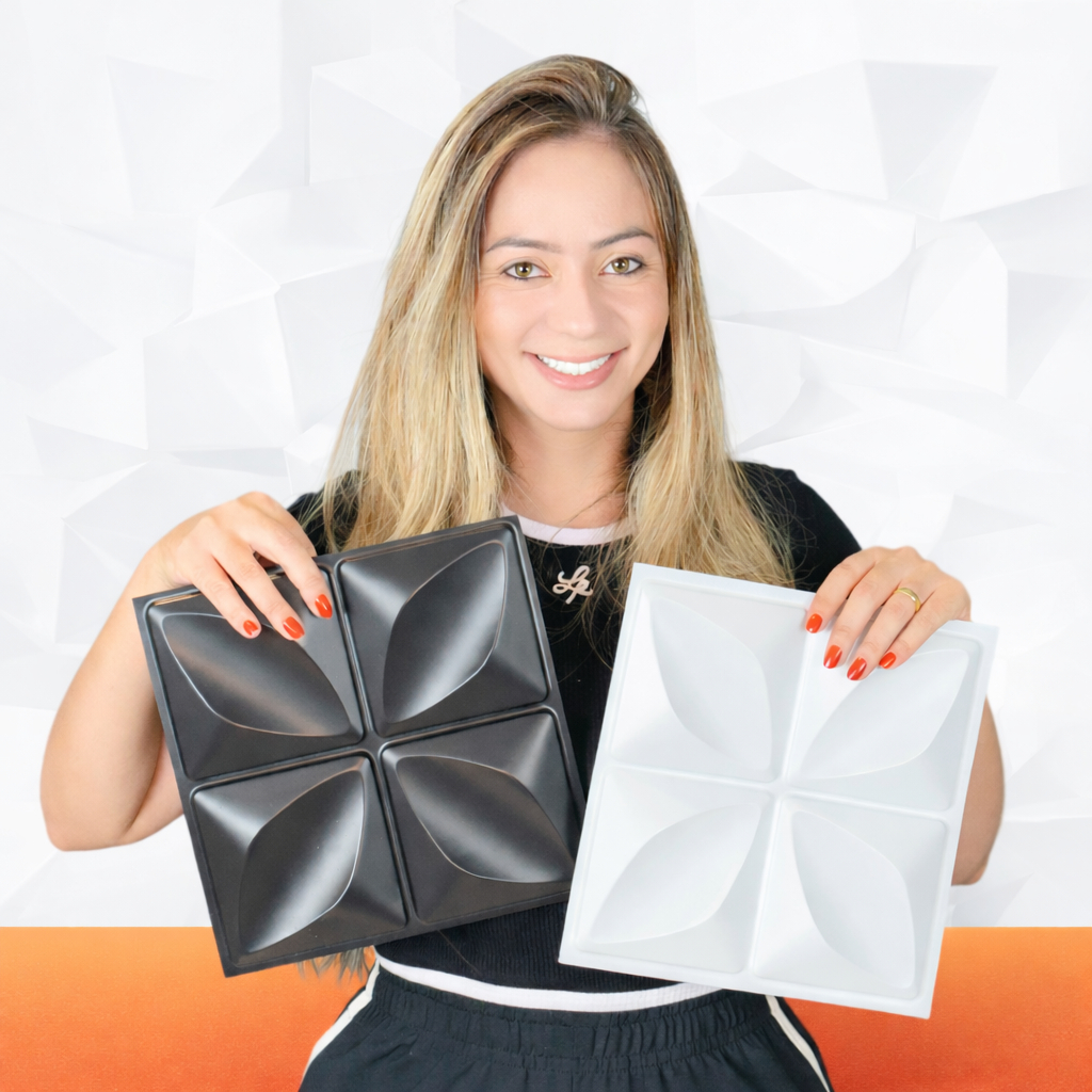 Kit 110 Placas 3D PVC Parede Decorativa 25x25cm Preto ou Branco Revestimento Moderno