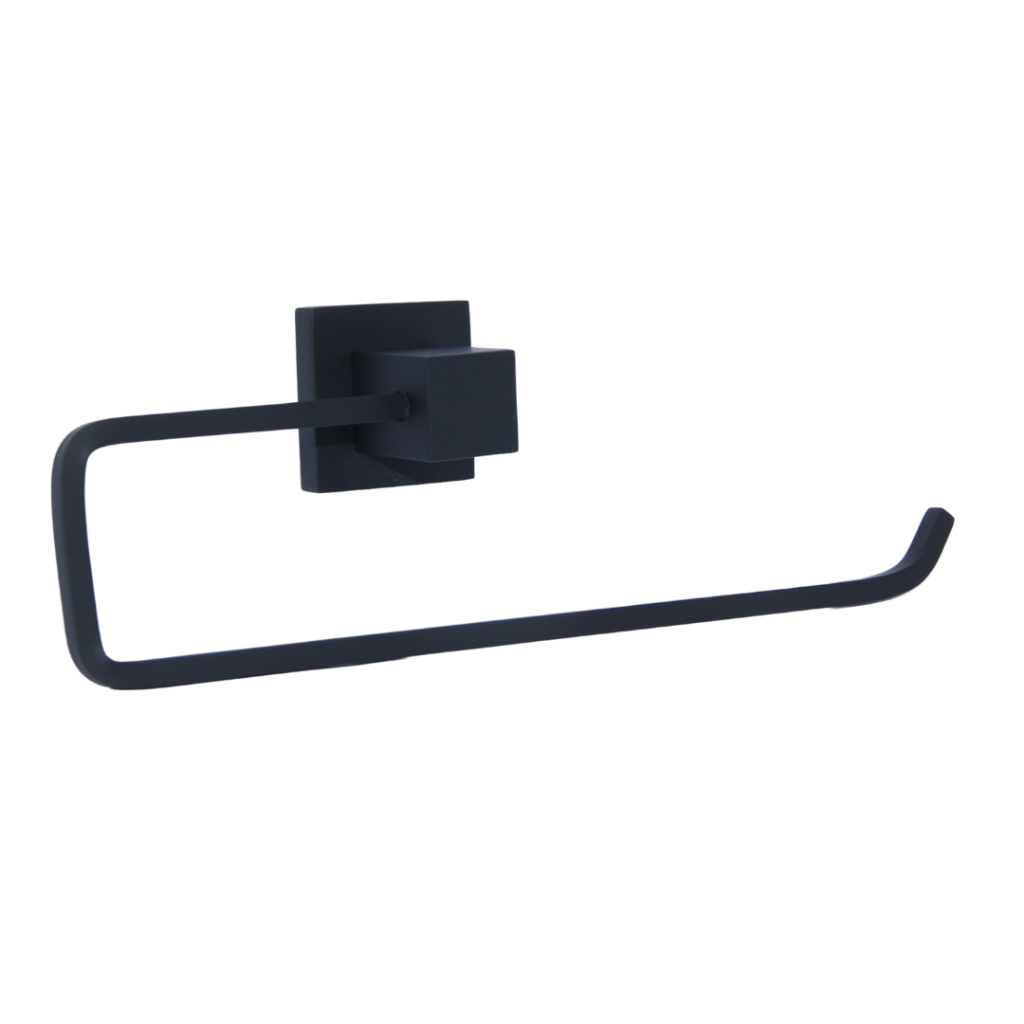 Porta Toalha Rosto Banheiro Quadrus Alumínio Preto Fosco Suporte Moderno Luxo Toalheiro Quadrado