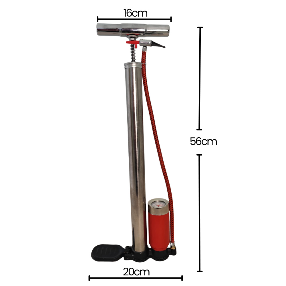 Bomba de Ar de Alumínio Manual com Manômetro – Forte e Completa - TAM 56cm
