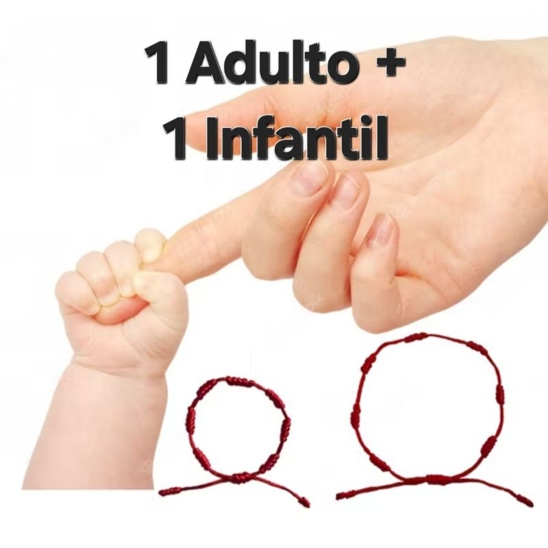 Pulseira  7 nós bebê/criança adulto Kaballah regulável