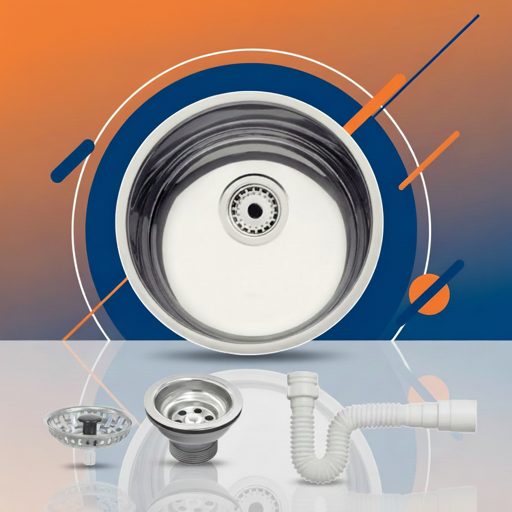 Cuba Redonda Tramontina Luna 30 BL Standard Aço Inox Polido 30 cm com Válvula e Sifão