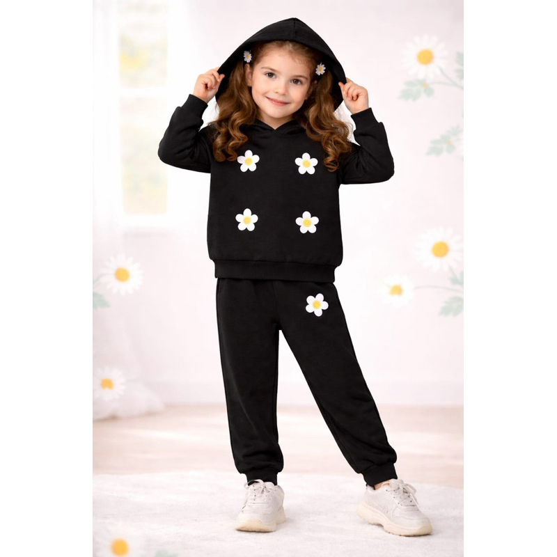conjunto  infantil para meninas moleton flanelado , com detalle  flor 3D , tamnahos 4,6,8,10,12