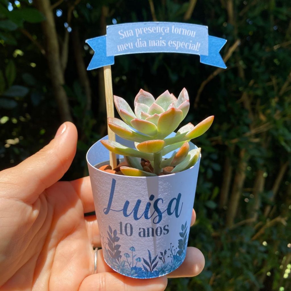 Rótulos para Suculentas Personalizados Lembrancinha Aniversário com Tag Cactos e Suculentas