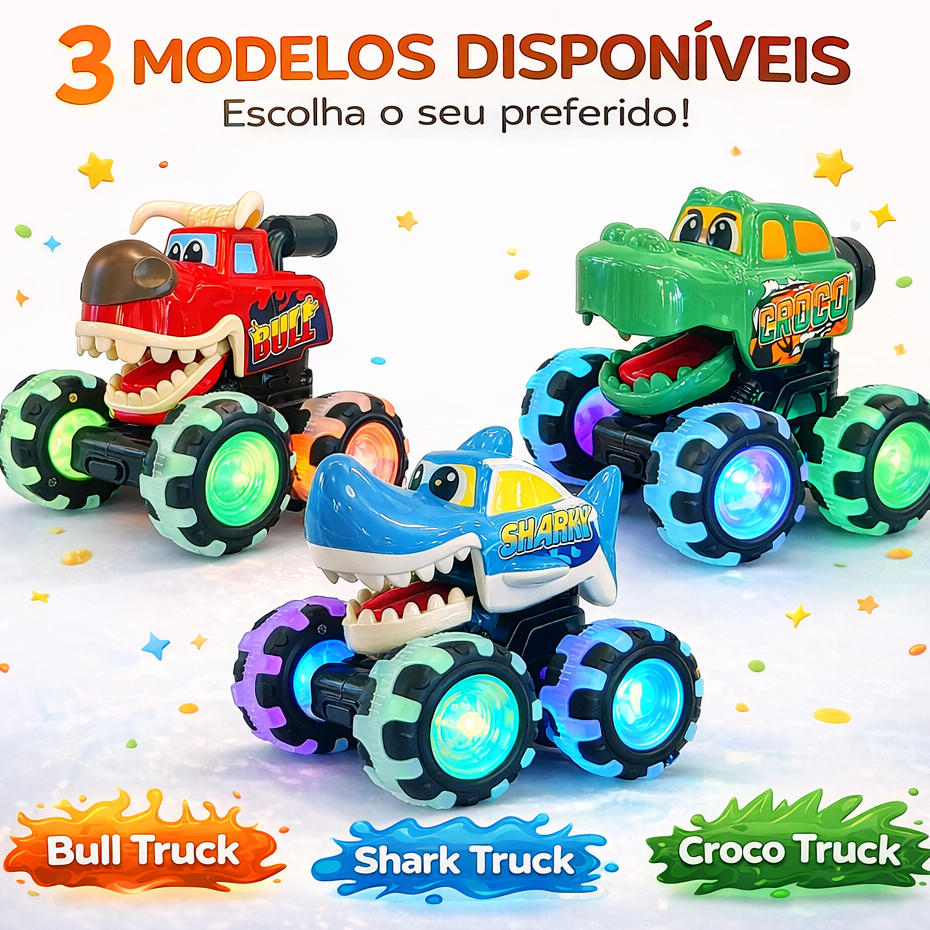 Carrinho Monster Truck Rodas Com Led Brinquedo Infantil De Fricção Giro Radical Pickup Off Road Para Crianças