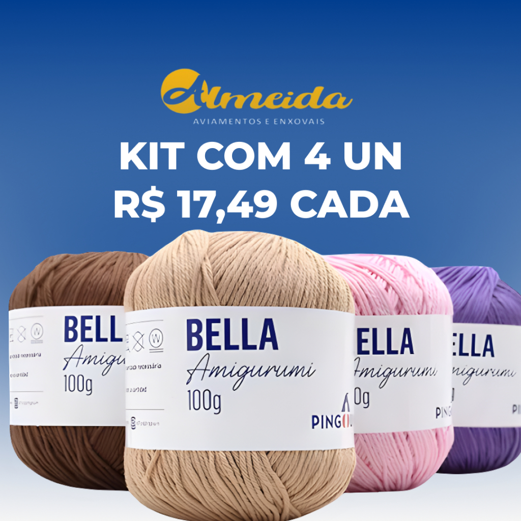 KIT Fio/linha Bella Amigurumi - Pingouin - 4 unidades - ESCOLHA AS CORES NO CHAT