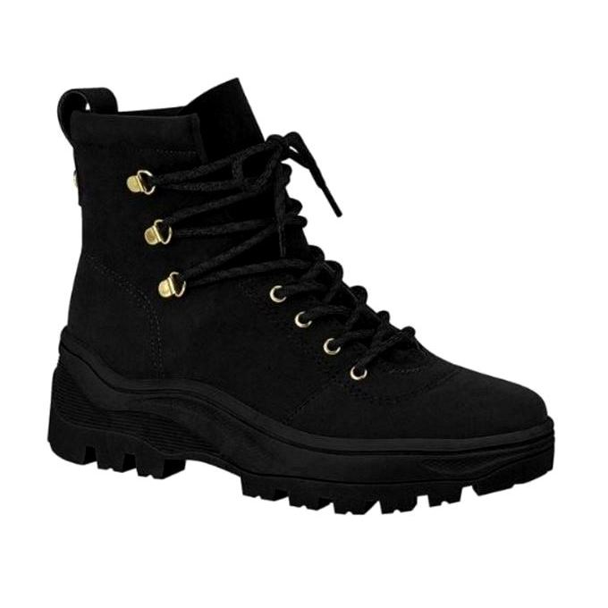 Bota Coturno Feminino Moleca Camurça Plataforma Tratorado