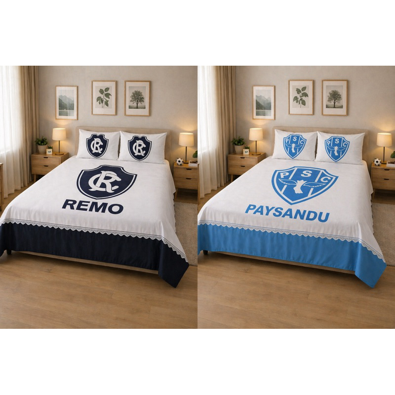 Lençol de time pernonalizado em Oxford  do Clube do Remo e Paysandu para cama Casal e solteiro ambos com fronha